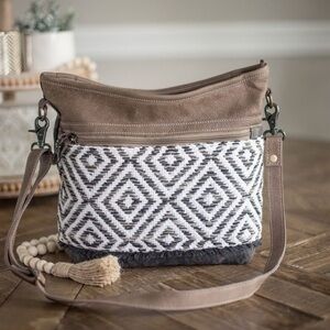 Myra-Stylish Brown and White Patterned Women's Bag